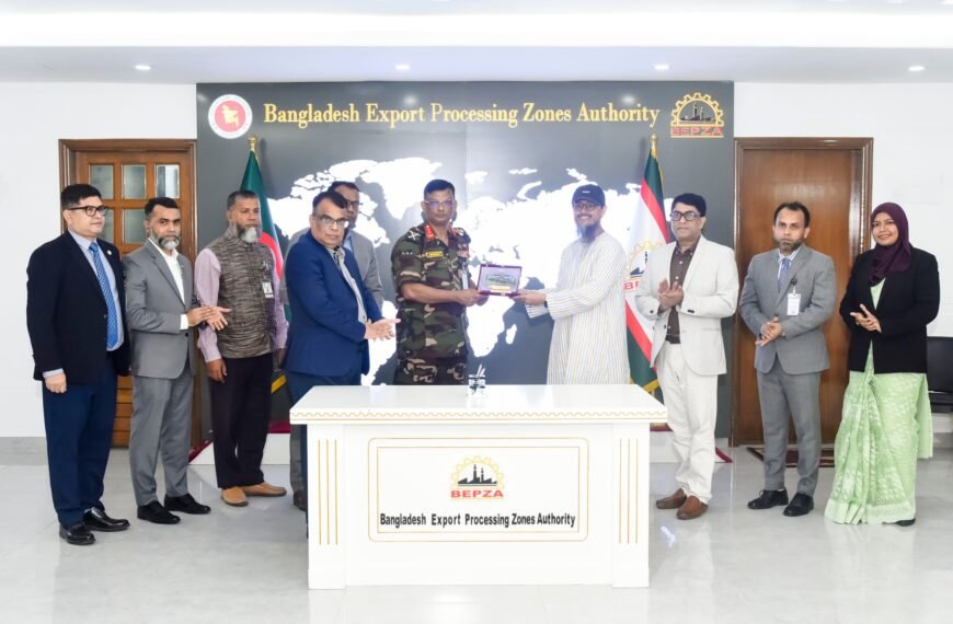 চীনা কোম্পানি ‘অক্টোবর ৪১২৮’ উচ্চমানের পোশাক কারখানা স্থাপন করবে চট্টগ্রামের বেপজা ইকোনমিক জোনে